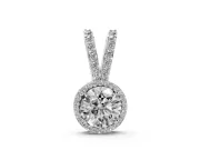 Round Lab-Grown Diamond Halo Pendant Necklace | White Gold