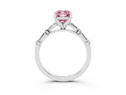 Cushion Cut Baguette Side Stone Engagement Ring Setting for a Fancy Pink Lab-Grown Diamond | White Gold