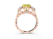 Heart-Shaped Three Stone Engagement Ring Setting for a Fancy Yellow Lab-Grown Diamond | Braided Band | Rose Gold