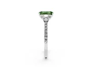 Emerald Cut Three Stone Engagement Ring Setting for a Fancy Green Lab-Grown Diamond | Pave Shoulders | Sterling Silver