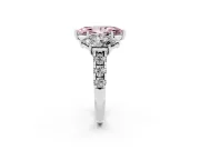 Marquise Three Stone Engagement Ring Setting for a Fancy Pink Lab-Grown Diamond | Accented Shoulders | Platinum