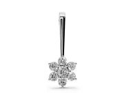 Round Lab-Grown Diamond Flower Cluster Pendant Necklace | Grooved Bail | Sterling Silver
