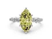 Marquise Graduated Accent Engagement Ring Setting for a Fancy Yellow Lab-Grown Diamond | White Gold