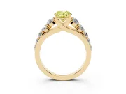 Oval Graduated Side Stone Engagement Ring Setting for a Fancy Yellow Lab-Grown Diamond | Flat Top Band | Yellow Gold