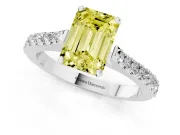 Emerald Cut Pavé Engagement Ring Setting for a Fancy Yellow Lab-Grown Diamond | White Gold - Design NV-24454