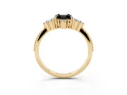 Asscher Cut Vintage Cluster Engagement Ring Setting for a Black Center | Beaded Edges | Yellow Gold
