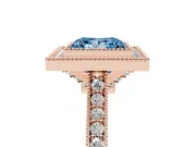 Princess Cut Vintage Milgrain Halo Engagement Ring Setting for a Fancy Blue Lab-Grown Diamond | Bezel Head | Rose Gold