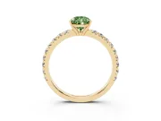 Pear-Shaped Pave Solitaire Engagement Ring Setting for a Fancy Green Lab-Grown Diamond | Shared Prong Band | Yellow Gold