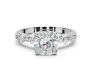 Cushion Cut Solitaire Engagement Ring Setting | Graduated Scattered Accents | Platinum