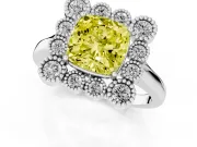 Cushion Cut Halo Engagement Ring Setting for a Fancy Yellow Lab-Grown Diamond | Sterling Silver - Design NV-24775