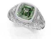 Asscher Cut Vintage Bezel Engagement Ring Setting for a Fancy Green Lab-Grown Diamond | Platinum