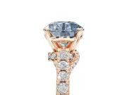 Round Pavé Solitaire Engagement Ring Setting for a Fancy Blue Lab-Grown Diamond | Crossover Gallery | Rose Gold