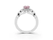 Oval Scalloped Halo Engagement Ring Setting for a Fancy Pink Lab-Grown Diamond | Heart Pavé Band | White Gold
