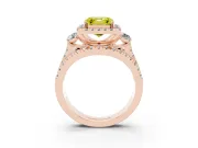 Asscher Cut Halo Split Shank Engagement Ring Setting for a Fancy Yellow Lab-Grown Diamond | Rose Gold