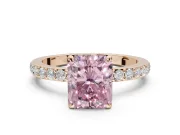 Radiant Cut Hidden Halo Engagement Ring Setting for a Fancy Pink Lab-Grown Diamond | Pavé Band | Rose Gold