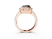 Heart-Shaped Milgrain Halo Engagement Ring Setting for a Black Center | Pavé Shoulders | Rose Gold