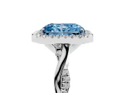 Radiant Cut Twist Halo Engagement Ring Setting for a Fancy Blue Lab-Grown Diamond | Platinum