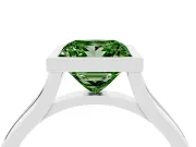 Fancy Green Bezel Set Princess Cut Diamond Solitaire Ring Set in White gold with Tapered Band