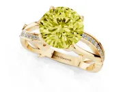 Fancy Yellow Round Cut Diamond Pavé Twist Band Solitaire Ring Set in Yellow gold with Prong Setting