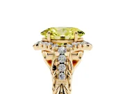 Oval Hidden Halo Filigree Engagement Ring Setting for a Fancy Yellow Lab-Grown Diamond | Yellow Gold