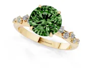 Round Graduated Solitaire Engagement Ring Setting for a Fancy Green Lab-Grown Diamond | Yellow Gold