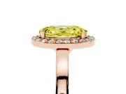 Oval Thin Halo Engagement Ring Setting for a Fancy Yellow Lab-Grown Diamond | Plain Band | Rose Gold