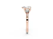 Pear-Shaped Hidden Halo Three Stone Engagement Ring Setting | Pave Gallery | Rose Gold