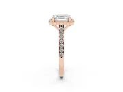 Asscher Cut Vintage Milgrain Floral Halo Engagement Ring Setting | Pavé Band | Rose Gold