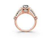 Pear-Shaped Vintage Milgrain Engagement Ring Setting for a Black Center | Hidden Halo | Rose Gold