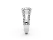 Oval Halo Split Shank Engagement Ring Setting | Pavé Strands | Sterling Silver