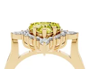 Fancy Yellow Heart Cut Diamond Cluster Halo Ring Set in Yellow gold with Marquise and Round Accents