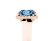 Princess Cut Knife-Edge Halo Engagement Ring Setting for a Fancy Blue Lab-Grown Diamond | Rose Gold