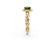 Cushion Cut Leaf Halo Engagement Ring Setting for a Fancy Green Lab-Grown Diamond | Bezel Accents | Yellow Gold