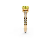 Round Hidden Halo Engagement Ring Setting for a Fancy Yellow Lab-Grown Diamond | Milgrain Pave | Yellow Gold
