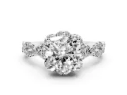Cushion Cut Milgrain Halo Engagement Ring Setting | Graduated Shoulders | Sterling Silver