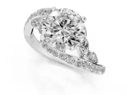 Round Cut Diamond Solitaire Ring Set in Platinum with Pavé Twist Band and Secure Prong Setting