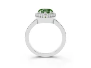 Heart-Shaped Vintage Halo Pavé Engagement Ring Setting for a Fancy Green Lab-Grown Diamond | Milgrain Border | Platinum