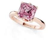 Asscher Cut Tapered Solitaire Engagement Ring Setting for a Fancy Pink Lab-Grown Diamond | Claw Prong Head | Rose Gold