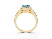 Heart-Shaped Pave Halo Engagement Ring Setting for a Fancy Blue Lab-Grown Diamond | Yellow Gold
