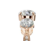 Round Three Stone Engagement Ring Setting | Tapered Pave Band | Rose Gold