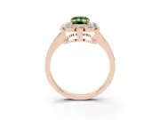 Emerald Cut Scalloped Cluster Halo Engagement Ring Setting for a Fancy Green Lab-Grown Diamond | Plain Band | Rose Gold