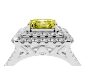 Asscher Cut Halo Split Shank Engagement Ring Setting for a Fancy Yellow Lab-Grown Diamond | White Gold