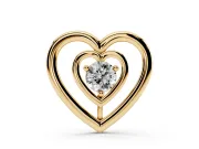 Round Lab-Grown Diamond Double Heart Pendant Necklace | Open Heart Frame | Yellow Gold
