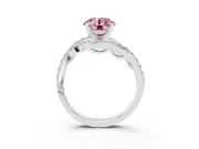 Round Bypass Engagement Ring Setting for a Fancy Pink Lab-Grown Diamond | Sterling Silver