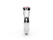 Round Half Bezel Solitaire Engagement Ring Setting for a Fancy Pink Lab-Grown Diamond | Wide Band | Sterling Silver