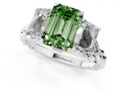 Emerald Cut Three Stone Engagement Ring Setting for a Fancy Green Lab-Grown Diamond | Braided Band | Sterling Silver