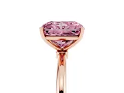 Radiant Cut Thin Solitaire Engagement Ring Setting for a Fancy Pink Lab-Grown Diamond | Straight Plain Band | Rose Gold