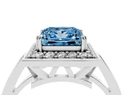 Princess Cut Halo Engagement Ring Setting for a Fancy Blue Lab-Grown Diamond | Polished Halo Rim | Sterling Silver