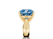 Cushion Cut Floral Engagement Ring Setting for a Fancy Blue Lab-Grown Diamond | Yellow Gold