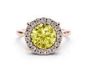 Round Halo Engagement Ring Setting for a Fancy Yellow Lab-Grown Diamond | Claw Corners | Rose Gold